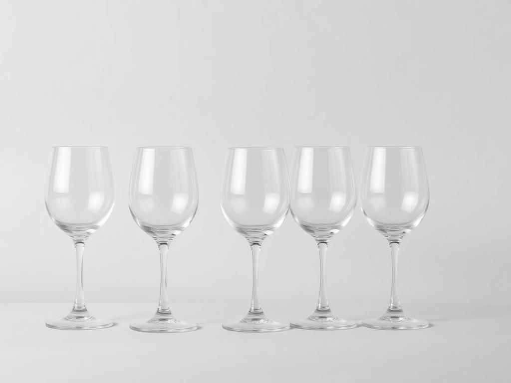 Fila de copas de vino de vidrio sobre fondo claro