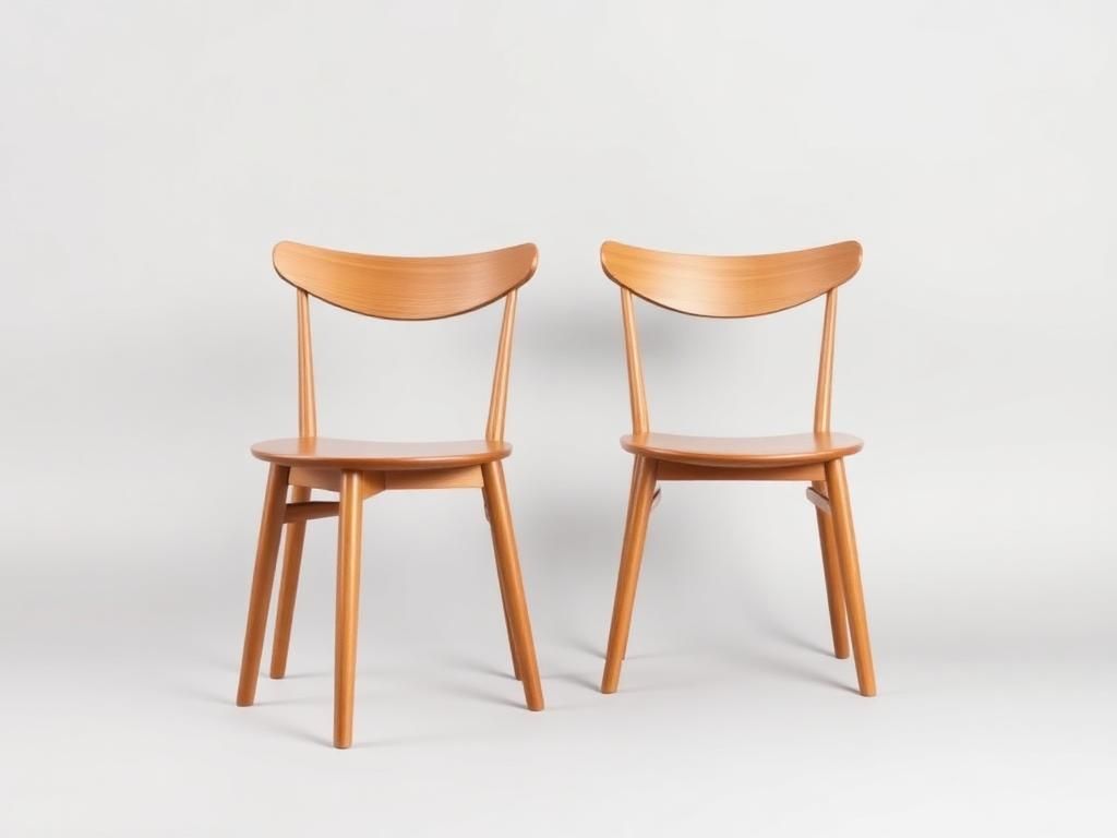 Dos sillas de comedor de madera sobre fondo claro